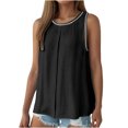 thumbnail image 1 of Women's Summer Tank Tops 2025 Pleated Crew Neck Tanks Double Layer Ruffle Tunic Shirt Flowy Blouse, 1 of 6