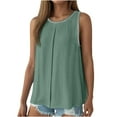 thumbnail image 1 of Women's Summer Tank Tops 2025 Pleated Crew Neck Tanks Double Layer Ruffle Tunic Shirt Flowy Blouse, 1 of 6