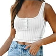 thumbnail image 1 of Women's Summer Tank Tops Casual Ribbed Square Neck Sleeveless Basic Shirts Slim Fit Button down Blouses Tees, 1 of 9
