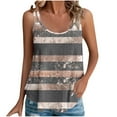 thumbnail image 1 of Women's Summer Tank Tops Floral Printed Sleeveless Spaghetti Strap Tees Scoop Neck Flowy Loose Casual Blouses (L, Brown), 1 of 4