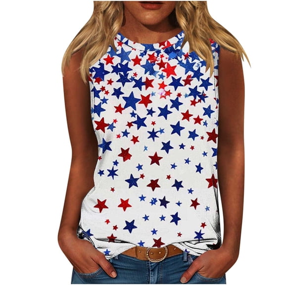 Women's Summer Tank Tops Sparkly American Flag Sleeveless Shirt Plus Size 4th of July Patriotic Cami Blouses Glitter USA Flag Star Stripes T-Shirt Memorial Day Costumes Independence Day Summer Tops