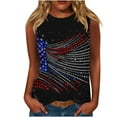 thumbnail image 1 of Women's Summer Tank Tops Sparkly American Flag Sleeveless Shirt Plus Size 4th of July Patriotic Cami Blouses Glitter USA Flag Star Stripes T-Shirt Memorial Day Costumes Independence Day Summer Tops, 1 of 5