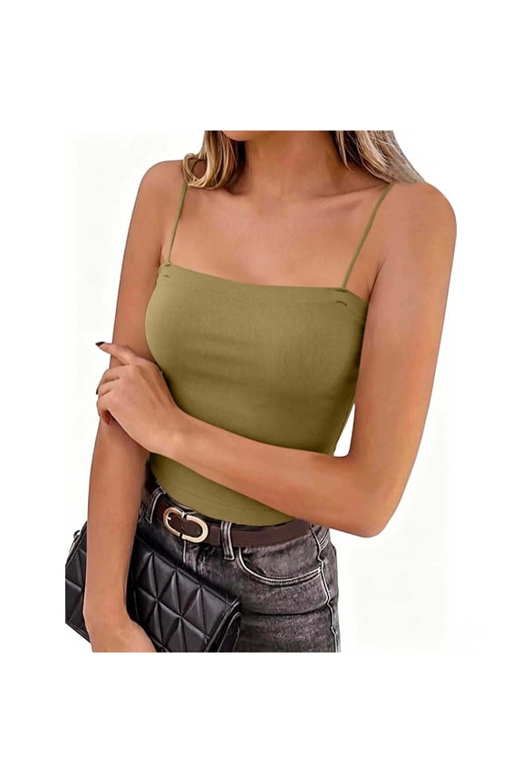Women's Summer Tank Tops Strapped Ribbed Square Neck Camisole Soft Everyday Layering Cami Shapewear XL