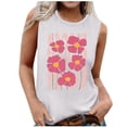 thumbnail image 1 of Women's Summer Tank Tops Trendy Flower Printed Crew Neck Sleeveless Shirts Casual Loose Fit Blouses Beach Tees (M, White 1), 1 of 5