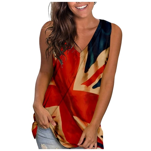 Women's Summer Tank Tops V Neck Sleeveless Loose Fit Solid Cami Shirts Beach Vacation Outfits Casual Flowy Trendy Clothes