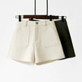 thumbnail image 1 of Women's Summer Thin Drape Loose Solid Color Suit Shorts Shorts Bottoms Bermudas Casual Daily Lounge Home Beach Vacation Travel Essentials | Aestivo,Beige L, 1 of 9