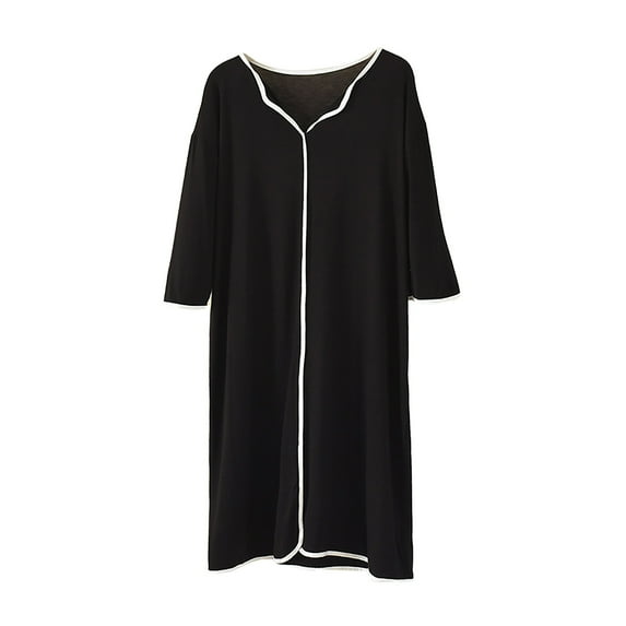 Women's Summer Thin Fabric Modal V-Neck Short Sleeve Solid Color Plus Size Knee-Calf Length Nightgown Pajama Loungewear Dress for Home Daily Wear