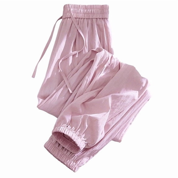 Women's Summer Thin Pajama Pants Drawstring Loose Elastic Waist Lightweight Lounge Joggers Sleep Bottoms
