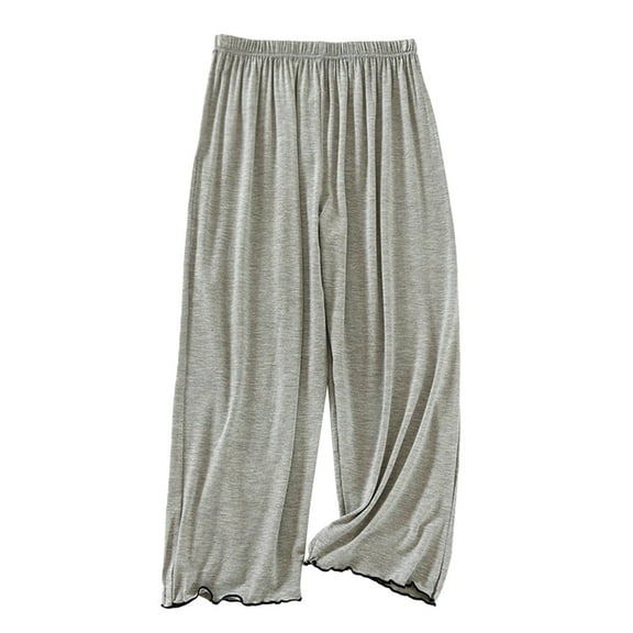 Women's Summer Thin Ruffled Home Pants | Yubnlvae | Women's Pajama Pants for Women in Summer Thin Ruffled Home Pants (Grey | L)