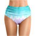 thumbnail image 1 of Women's Summer Tie Dye Printed Waist Length Pleated Beach Double Layered Triangle Swim Trunks Womens Swim Leggings Full Coverage Bikini Bottom Swimsuit Cover up Shorts for Women Cover Ups for Swimwear, 1 of 5