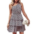 thumbnail image 1 of Women's Summer Tie One Shoulder Dress Boho Floral Elastic Waist Mini Dresses, 1 of 6