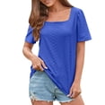 thumbnail image 1 of Women's Summer Top Casual Rural Square Neck T Shirt Short Sleeved Fashion Loose Top, 1 of 1
