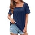 thumbnail image 1 of Women's Summer Top Casual Rural Square Neck T Shirt Short Sleeved Fashion Loose Top, 1 of 1