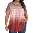 thumbnail image 1 of ZQUUVOU Women's Summer Top Plus Size Short Sleeve Solid Stripe Round Neck Front Fold Blouse Red, 1 of 6