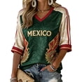 thumbnail image 1 of Women's Summer Tops 2026 Soccer Cup V Neck American Flag Mexico Soccer Jersey Short Sleeve Fan Wear Football Graphic Tees Dark Green XXXL, 1 of 3