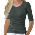 thumbnail image 1 of Women's Summer Tops BWASD Casual Crewneck Short Sleeve Slim Fit Basic Blouse Solid Color Thin Shirt Tee Tops for Business Wokrout Go Out Outfit Trendy S-5XL, 1 of 9