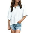 thumbnail image 1 of Women's Summer Tops Casual Crew Neck Blouse Batwing Basic Half Sleeve Loose Fit Cute Flowy Shirts, 1 of 4