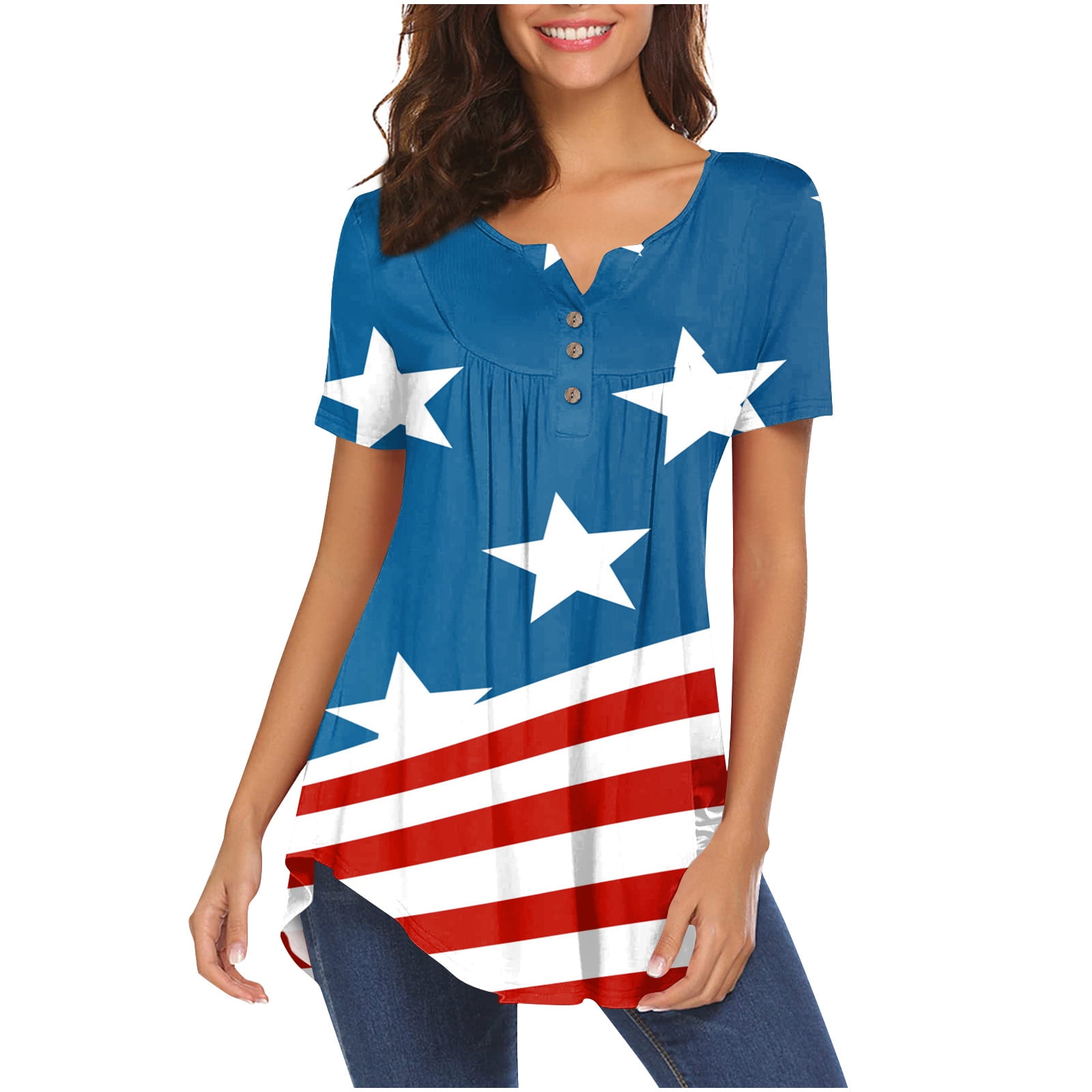 Women's Summer Tops Casual Fashion Short Sleeve V Neck TShirts