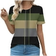 thumbnail image 1 of Women's Summer Tops Casual Short Sleeve Crew Neck Shirts Color Block Looos Going Out Business Blouses, 1 of 4