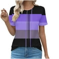 thumbnail image 1 of Women's Summer Tops Casual Short Sleeve Crew Neck Shirts Color Block Looos Going Out Business Blouses, 1 of 4