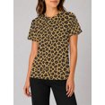 thumbnail image 1 of Women's Summer Tops Short Sleeve Crew Neck T-Shirts All-Over Leopard Print Knit Casual Blouse, 1 of 6