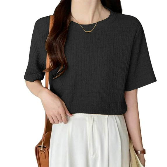 Women's Summer Tops Short Sleeved T Shirts Loose Thin Round Neck Cool 4 Colors Plain Comfortable Commuting Casual Office