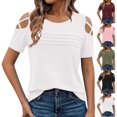 thumbnail image 1 of Women's Summer Tops Summer Solid Color Slant Neck Sleeveless Top Tunic Tops Cute Loose Ladies Blouses Beige XS, 1 of 10