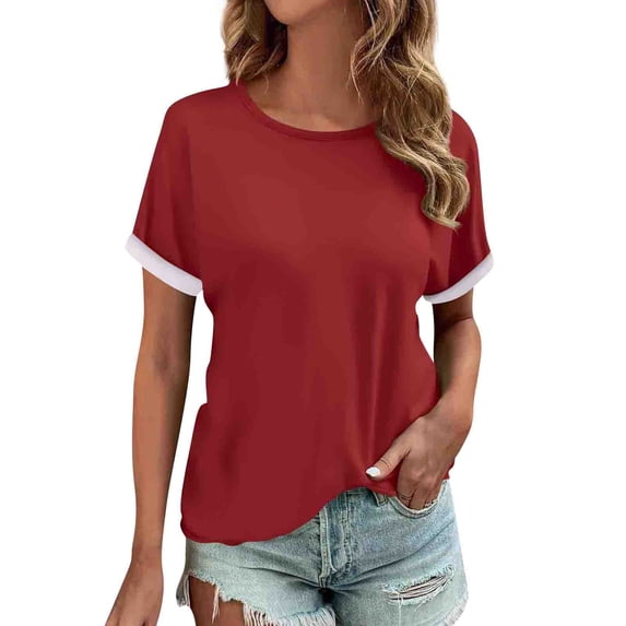Women's Summer Tops Women's Fashion Short Sleeves Round Neck T Shirts Casual Summer Tops Basic Tees