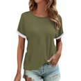 thumbnail image 1 of Women's Summer Tops Women's Fashion Short Sleeves Round Neck T Shirts Casual Summer Tops Basic Tees, 1 of 6