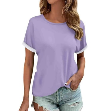 Women's Summer Tops Women's Fashion Short Sleeves Round Neck T Shirts Casual Summer Tops Basic Tees