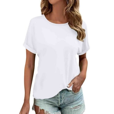 Women's Summer Tops Women's Fashion Short Sleeves Round Neck T Shirts Casual Summer Tops Basic Tees