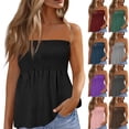 thumbnail image 1 of Women's Summer Tube Tops - Trendy Bandeau Strapless Backless Off Shoulder Sleeveless Tanks Purple M, 1 of 5