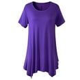thumbnail image 1 of Women's Summer Tunic Tops To Wear with Leggings Solid Irregular Hem T Shirts Short Sleeve Crewneck Flowy Loose Blouse, 1 of 6