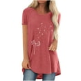 thumbnail image 1 of Women's Tunic Tops to Wear with Leggings Crew Neck Printed Flowy Shirts Summer Casual Baggy Short Sleeve Blouse Tee, 1 of 4