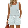 thumbnail image 1 of Women's Summer Two Piece Sets,Casual Matching Tank Tops and Shorts Outfits with Pockets,Sleeveless Vacation Lounge Wear for Travel Beach Home Light Green XXXL, 1 of 5