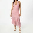 thumbnail image 1 of Women's Summer U Neck Backless Fit And Flare Midi Dress With Tie Design Wedding Guest Dresses Semi Formal Long Formal Dresses Sleeves Wedding Evening Gowns Evening Long Women Dresses Satin under 70, 1 of 9
