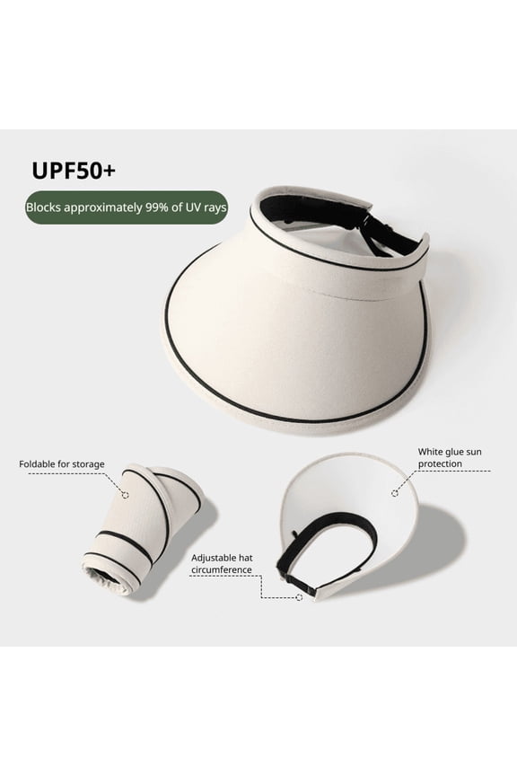 Women's Summer UV Protection Sun Hat Foldable Adjustable Ponytail Beach Cap White