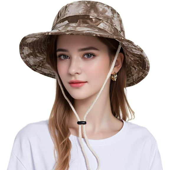Women's Summer UV Protection Sun Hat Wide Brim Tie Dye Bucket Hat for Outdoor Beach Fishing Gardening