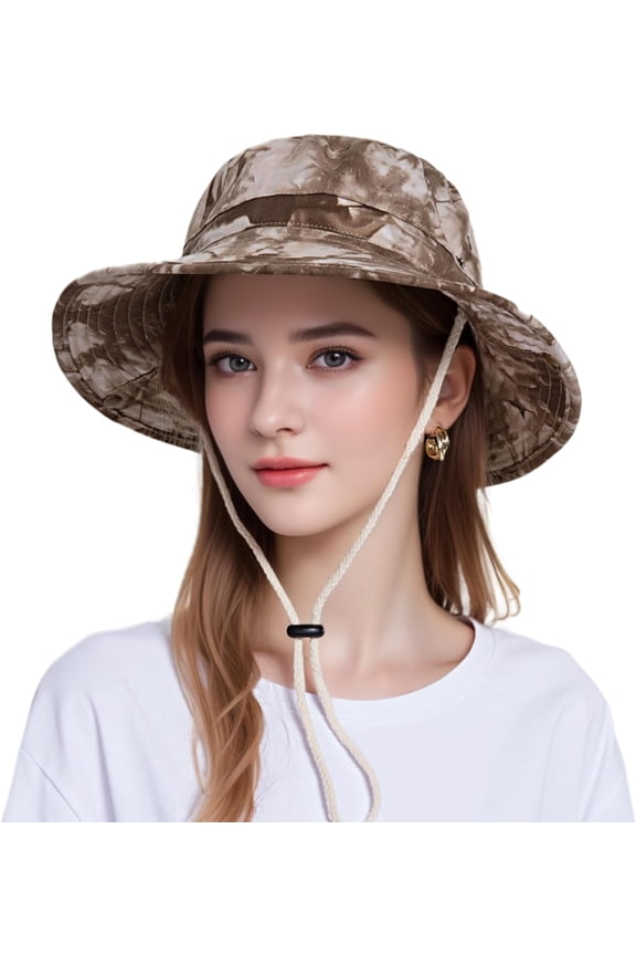 Women's Summer UV Protection Sun Hat Wide Brim Tie Dye Bucket Hat for Outdoor Beach Fishing Gardening