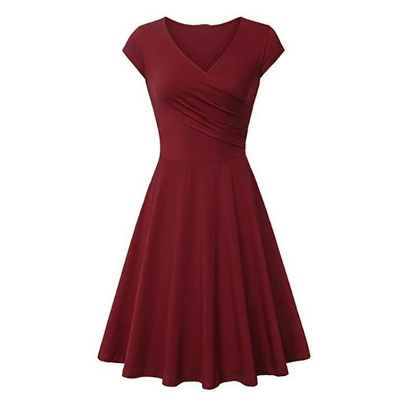 Women's Summer V-Neck Casual Dress Loose Fit Short Sleeve Flowy Printed Beach Dress Polyester Regular Length Half Sleeve Fashion Everyday Wear