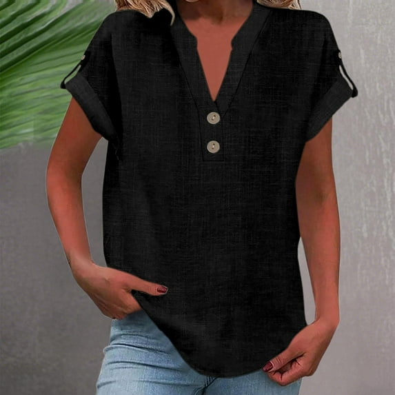Women's Summer V Neck Casual T Shirt For Everyday Wear Solid Color Design Easy To Pair With Jeans And Chinos Versatile Top For All Occasions Women Shirts Short Sleeve Casual Womens Summer Tops Tee