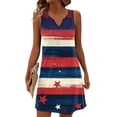 thumbnail image 1 of Women's Summer V-Neck Dress, Independence Day Themed Sleeveless Sundress with Elastic Waist, Perfect for Barbecues and Family Gatherings,Dark Blue 2XL, 1 of 5