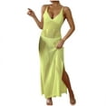 thumbnail image 1 of Women's Summer V Neck Dresses Hollow Out Lace Spaghetti Strap Sundress Cover-up Cut-out Woven Beach Holiday Dress, 1 of 7