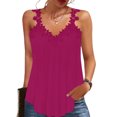 thumbnail image 1 of Women's Summer V Neck Lace Embroidered Tank Tops Loose Flowy Cami Casual Vacation Textured Shirts, 1 of 2