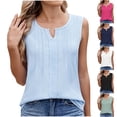 thumbnail image 1 of Women's Summer V Neck Sleeveless Loose Fit Tops Shirts Blouses Solid Color Chiffon Casual Daily Wear Business Office Vacation Beach Outfits Fashion Essential Gift for Women, 1 of 9
