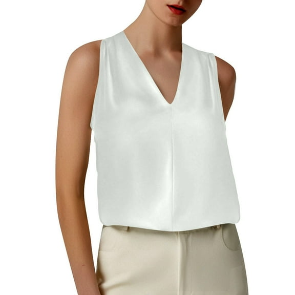 Women's Summer V Neck Sleeveless T-Shirt Casual Loose Fit Comfortable Breathable Top for Everyday Wear and Outdoor Activities