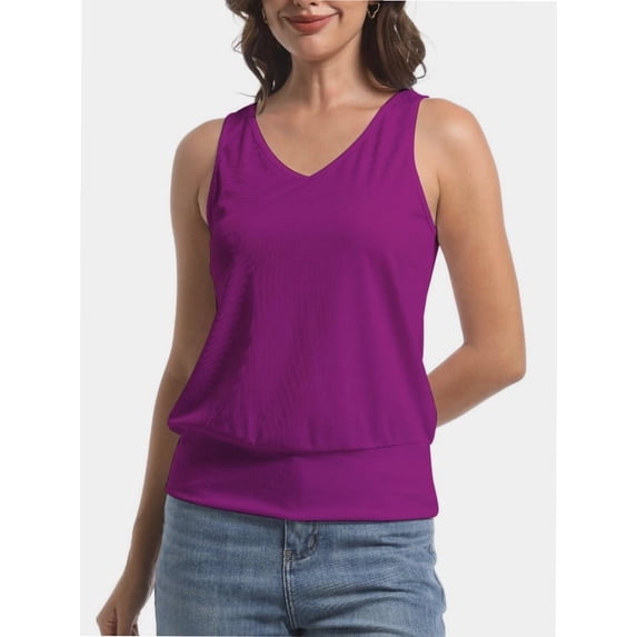 Women's Summer V Neck Tank Top Basic Sleeveless Casual Fit Shirts