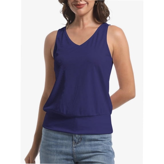 Women's Summer V Neck Tank Top Basic Sleeveless Casual Fit Shirts