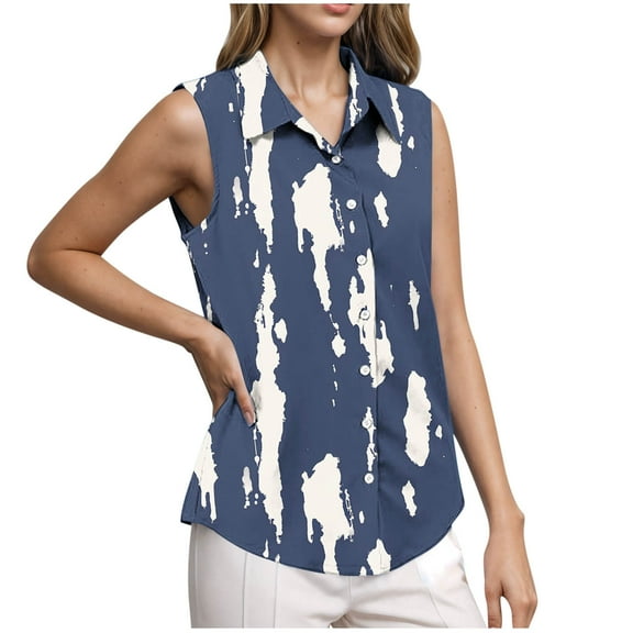 Women's Summer V-Neck Top - Solid Color Casual Sleeveless Shirt with Side Pleats & Chest Cushion