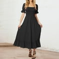 thumbnail image 1 of Women's Summer Vacation Style Square Neckline Short Sleeve Dress With Ruffled Hem Maxi Women Outfit Women Dress Summer Dress for Women Small Woman Dresses Womens Summer Fall Womens Tops Womens Floral, 1 of 4